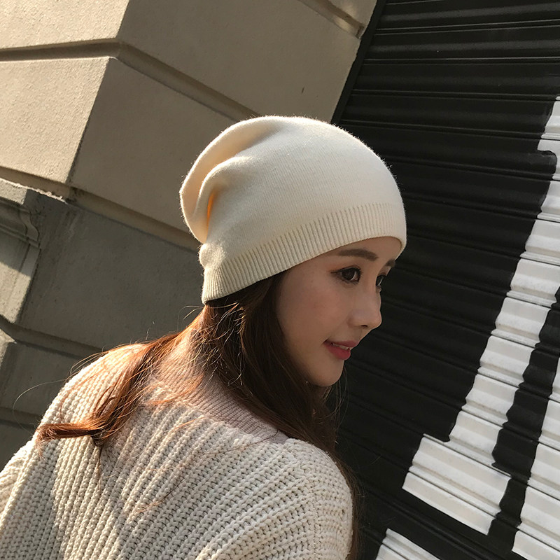 帽子女网红明星同款秋冬天纯色羊毛毛线帽韩版潮人百搭保暖针织帽