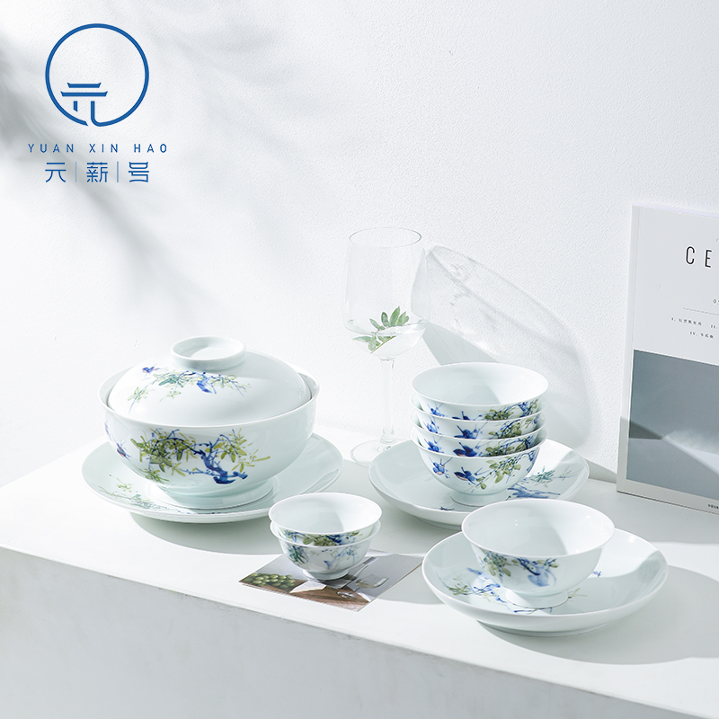 手绘釉下五彩陶瓷餐具元薪号