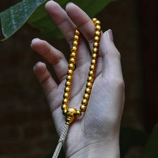 金米老型足金素珠配珠苹果珠整串足金手串百搭108子佛珠新年礼物