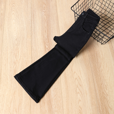 黑色加绒紧身弹力微喇牛仔裤女2025秋冬季新款高腰修身显瘦喇叭裤