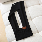 显瘦弹力拖地喇叭裤 女高腰修身 CHOCOOLATE黑色紧身微喇牛仔裤