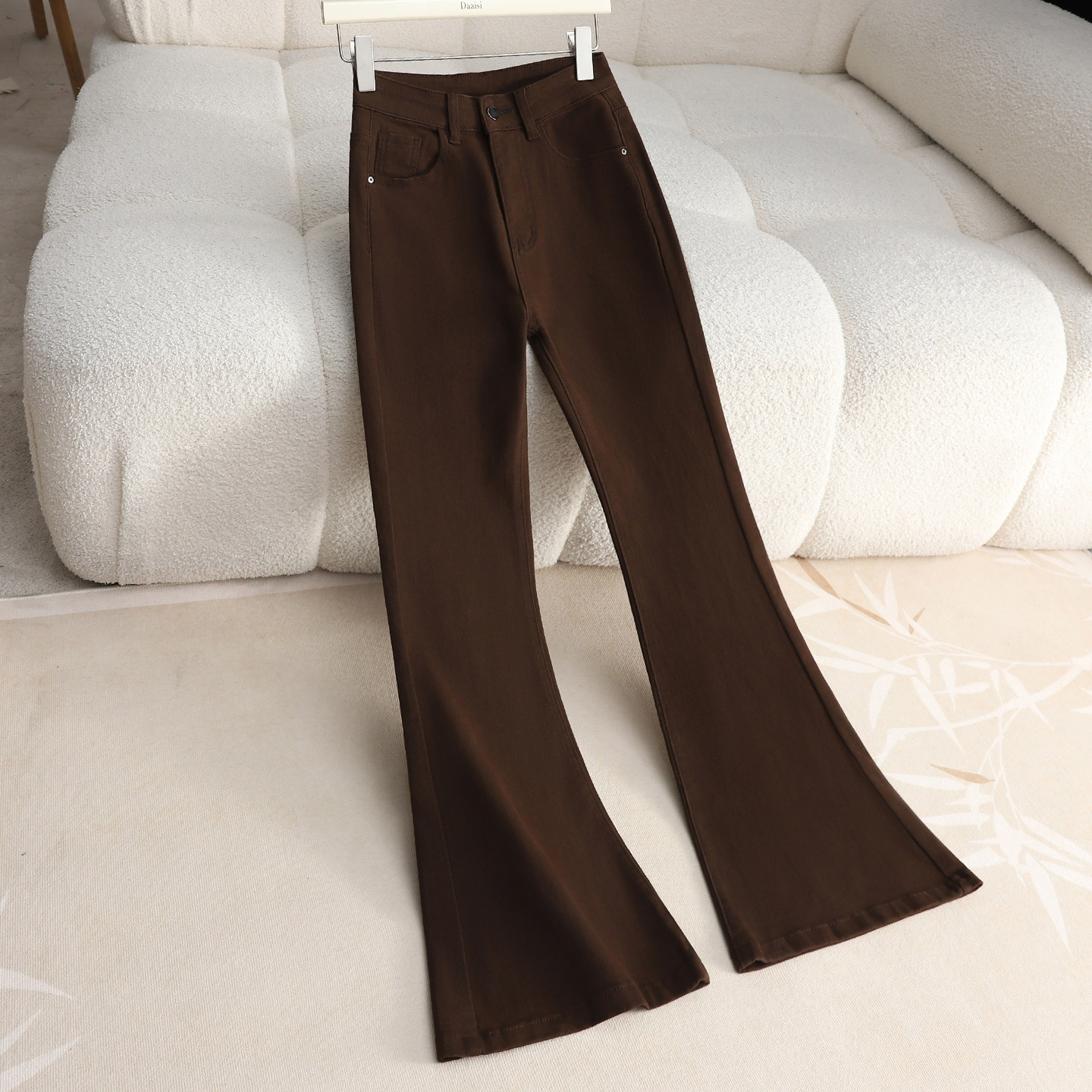 复古高腰微喇牛仔裤女修身显瘦弹力喇叭裤春季新款加绒马蹄长裤