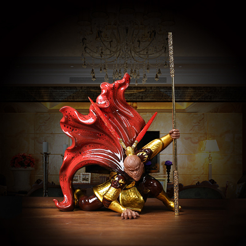 静之自然陶瓷齐天大圣摆件