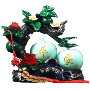 苹果摆件 客厅玄关电视酒柜小工艺装饰品祝寿乔迁礼物 保平安摆设