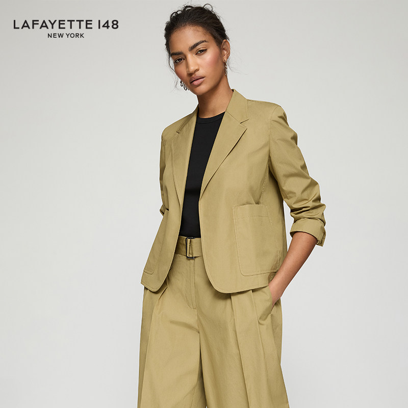 LAFAYETTE148/拉飞逸高支棉男友风短款西装夹克
