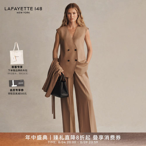 LAFAYETTE148/拉飞逸 THAMES高腰阔腿休闲长裤优雅直筒西装裤