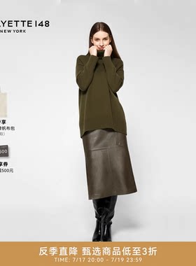 LAFAYETTE148/拉飞逸立领茧型羊绒针织上衣
