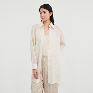 衬衫 LAFAYETTE148 拉飞逸苎麻蝉翼纱轻薄长袖