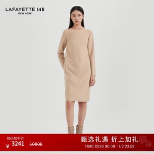 LAFAYETTE148 连衣裙 拉飞逸驼绒薄呢船领长袖