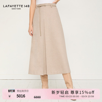 【26早春新款】LAFAYETTE148/拉飞逸精梳羊毛呢法兰绒立体A字裙