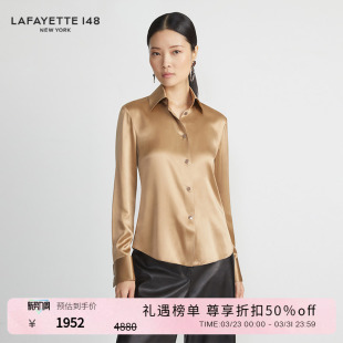 衬衫 LAFAYETTE148 拉飞逸重磅桑蚕丝素绉缎修身
