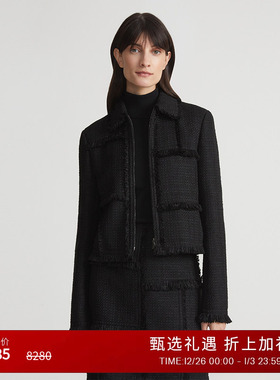 LAFAYETTE148/拉飞逸 流苏拼接短款夹克外套