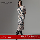 LAFAYETTE148 拉飞逸H型一字肩涂鸦提花针织连衣裙