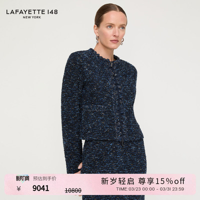 【26早春新款】LAFAYETTE148/拉飞逸​​钩针编织绒球花呢夹克