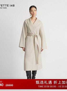 LAFAYETTE148/拉飞逸 披肩领羊绒双面呢束腰大衣