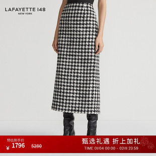 LAFAYETTE148/拉飞逸复古千鸟格粗花呢铅笔裙半裙