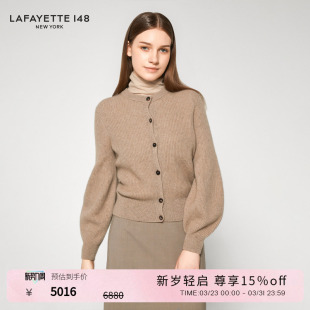 圆领羊绒针织开衫 LAFAYETTE148 拉飞逸宫廷袖