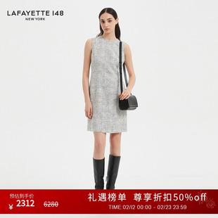 LAFAYETTE148/拉飞逸H型维希格粗花呢无袖连衣裙