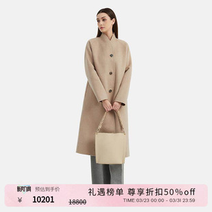 LAFAYETTE148 无领双面毛呢大衣 拉飞逸H型中长款