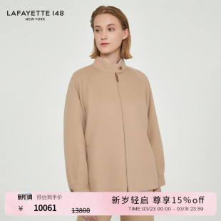 拉飞逸驼绒拉链前襟立领飞行员夹克 LAFAYETTE148 26早春新款