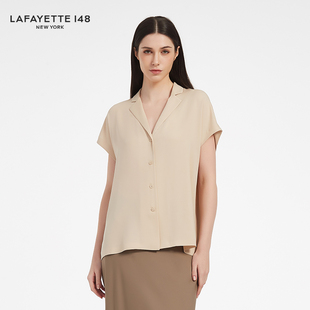 LAFAYETTE148/拉飞逸 宽松型桑蚕丝短袖衬衫