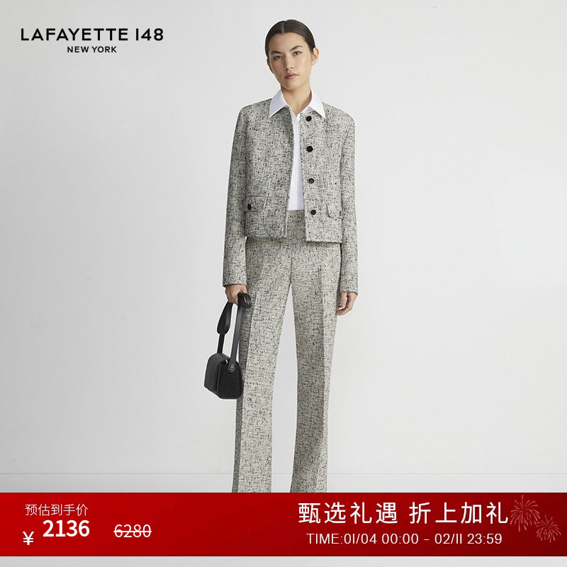 LAFAYETTE148/拉飞逸冰岛呢格纹直筒西装长裤,女装/女士精品,西装裤/正装裤,淘宝优惠券,粉丝福利购,淘宝优惠卷
