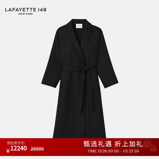 LAFAYETTE148 披肩领羊绒双面呢束腰大衣 拉飞逸