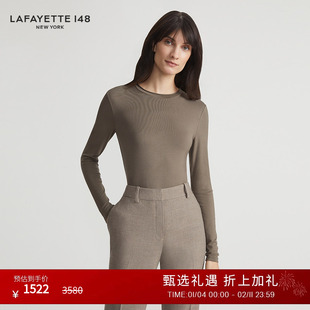 LAFAYETTE148/拉飞逸圆领修身长袖T恤内搭