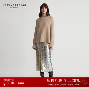 LAFAYETTE148/拉飞逸 立领宽松不对称羊绒针织