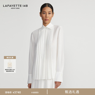 LAFAYETTE148 拉飞逸尖领手工百褶钉珠衬衫