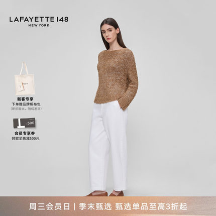 【26春夏新款】LAFAYETTE148/拉飞逸丝绵混纺落肩套头圆领针织衫