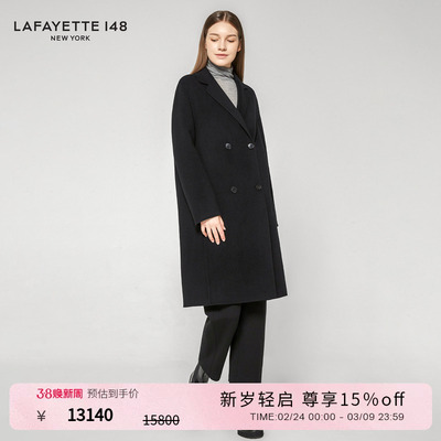 【25秋冬新款】LAFAYETTE148/拉飞逸极简双排扣双面呢羊毛大衣