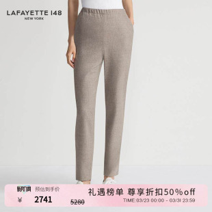 LAFAYETTE148 拉飞逸松紧腰羊毛法兰绒通勤长裤