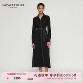 LAFAYETTE148 撞色滚边系带连衣裙 拉飞逸X版