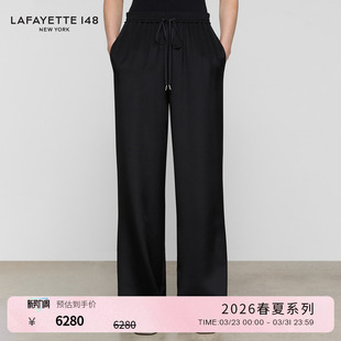 拉飞逸桑蚕丝垂感松紧腰直筒长裤 LAFAYETTE148 26春夏新款