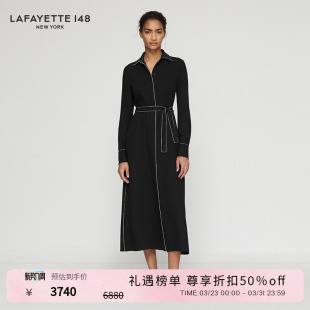 LAFAYETTE148 撞色滚边系带连衣裙 拉飞逸X版