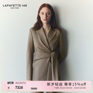 LAFAYETTE148 拉飞逸轻薄零压羊毛系带裹身西装