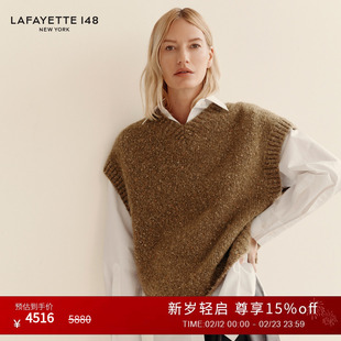 【25秋冬新款】LAFAYETTE148/拉飞逸高V领多尼戈尔针织背心