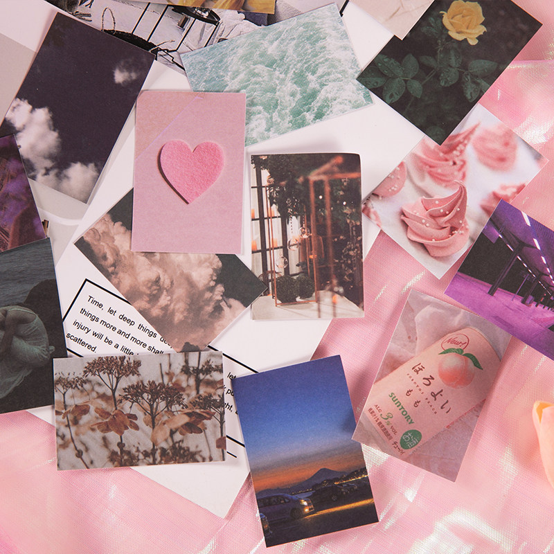 沐染 ins风小豆本昼日河川系列创意复古花卉手帐素材便签贴纸贴画