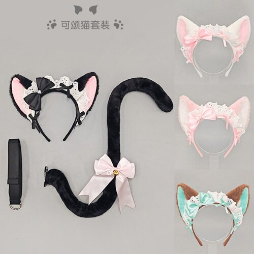 Lolita蝴蝶结猫耳发箍漫展甜美风