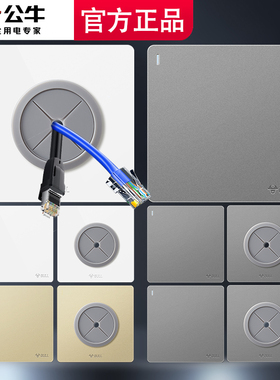 公牛开关插座空白面板家用遮丑装饰盖板带出线孔电视穿孔挡板面板