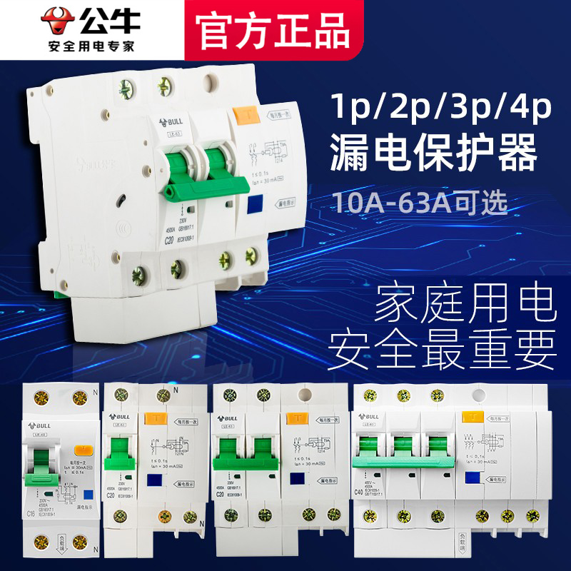 公牛旗舰漏电保护器2p家用电闸