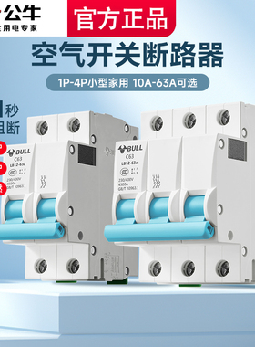 公牛空气开关1p2p3p空开家用小型断路器40保护63a漏电闸三相32安