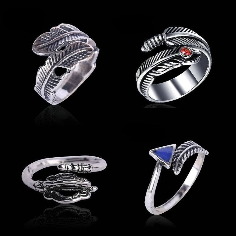 复古欧美风潮范男女情侣戒指 羽毛鹰爪霸气戒指指环时尚尾戒配饰