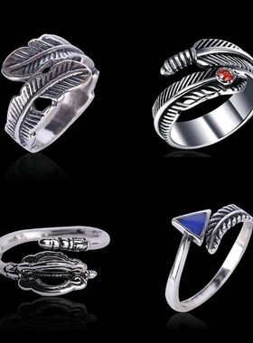 复古欧美风潮范男女情侣戒指 羽毛鹰爪霸气戒指指环时尚尾戒配饰