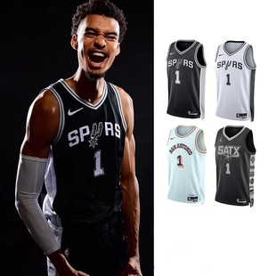 正品耐克Nike马刺1号文班亚马篮球球衣SW球迷版运动速干背心