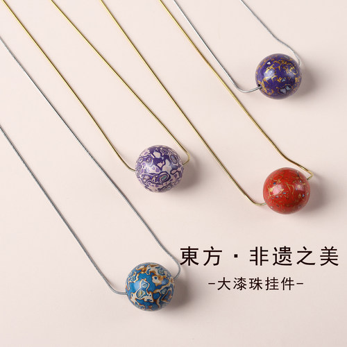 大漆珠项链女极简风吊坠ins潮