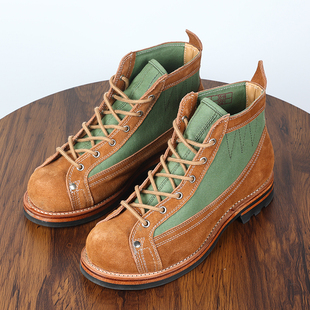 3516厂55式复古跳伞靴圆头短脸工装靴踢死牛伞兵靴真皮休闲马丁靴