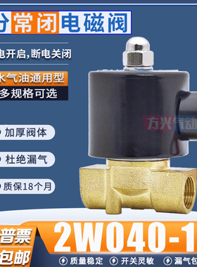 2W040-10电磁阀水阀AC220V控制开关气阀DC24V两通常闭阀3分气动阀
