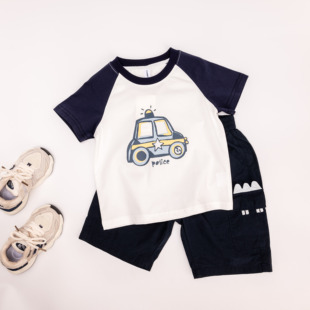 童装男童插件卡通汽车短袖2025夏季新款儿童纯棉T恤上衣小童宝宝t